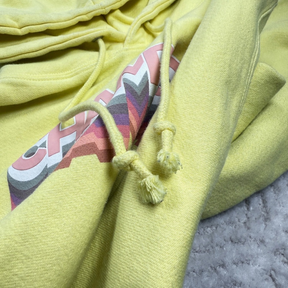 Champion Hoodie Men's S Reverse Weave Yellow Retro Graphic Sporty Street Wear - Picture 8 of 16